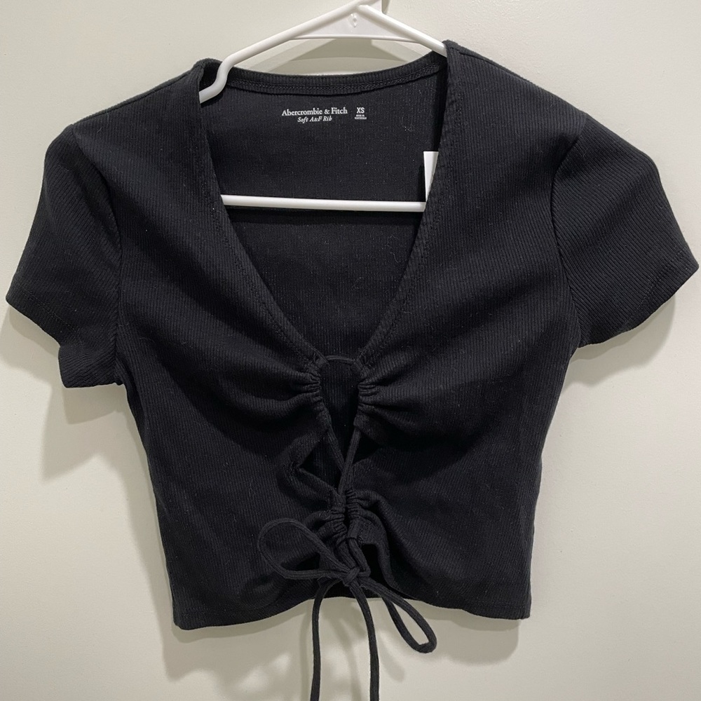 Abercrombie ribbed lace up crop top